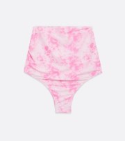 New Look Maternity Pink Tie Dye Ruched Over Bump Bikini Bottoms